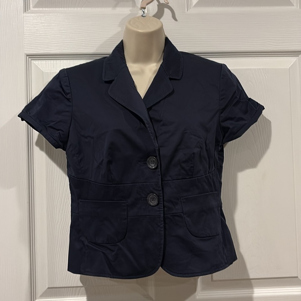 LOFT Women's Navy Blue Short Sleeve Blazer